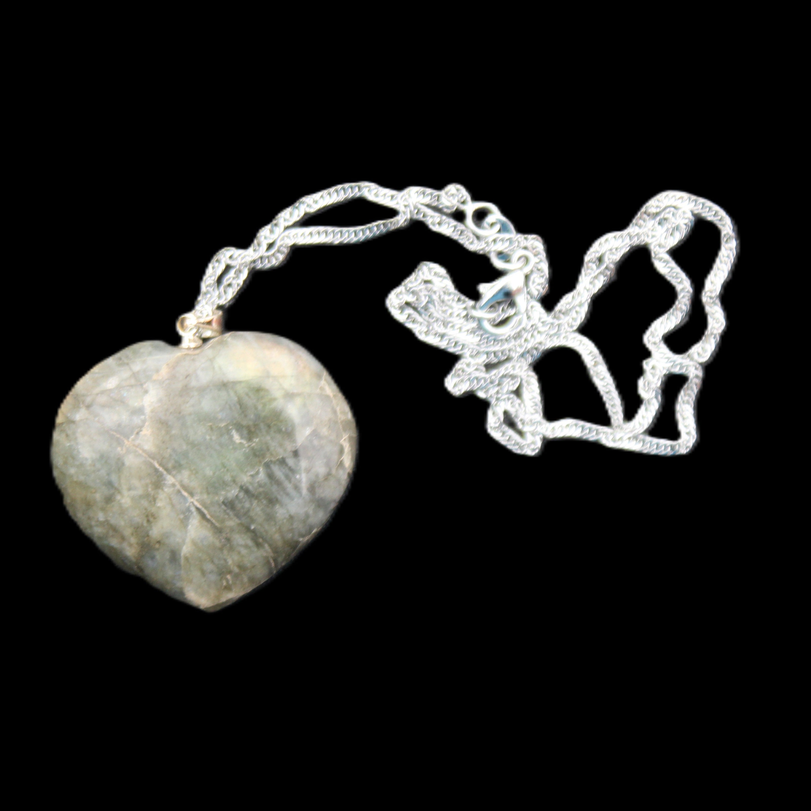 Labradorite heart pendant and necklace 32*30*10mm 22g in sunlight - Rocks and Things Store