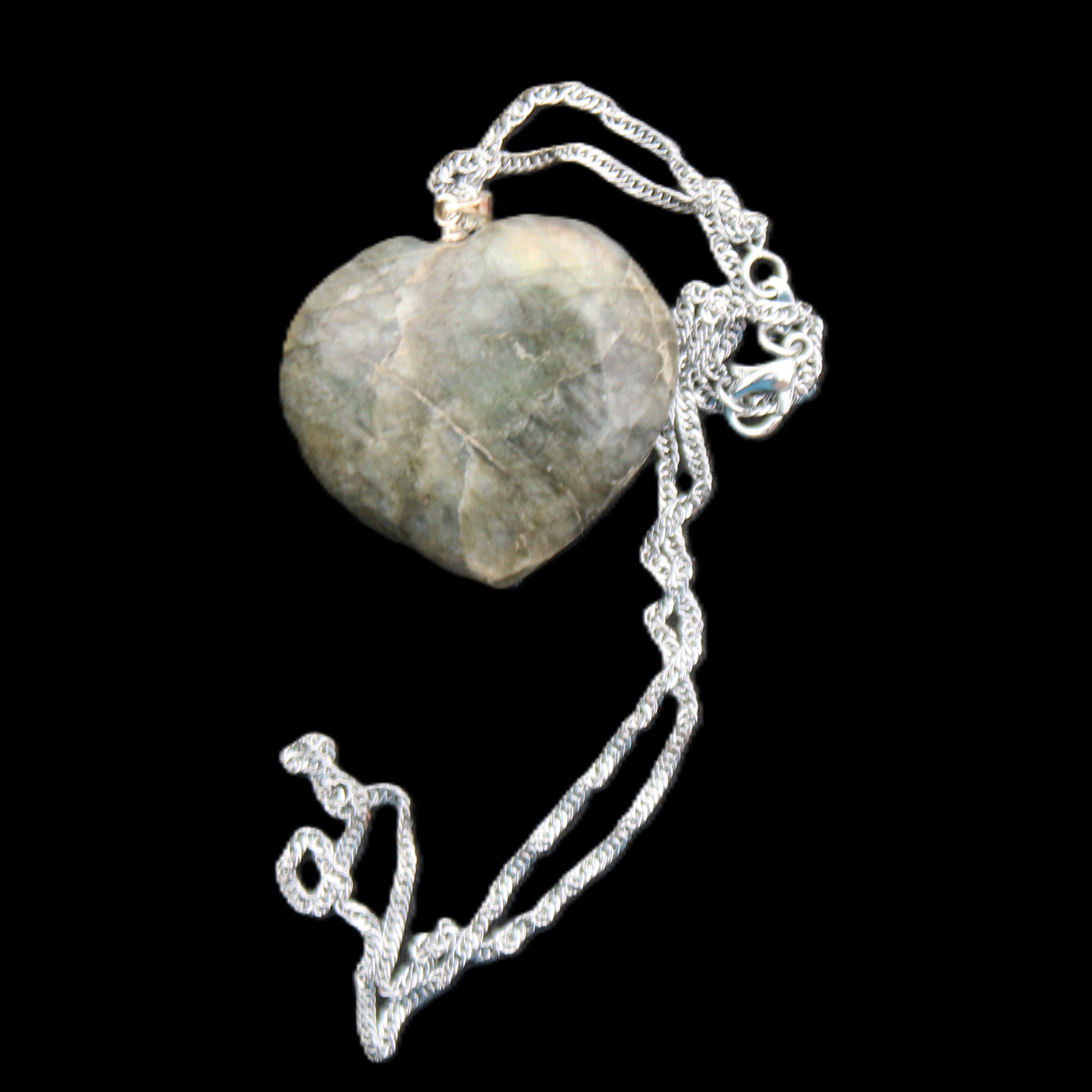 Labradorite heart pendant and necklace 32*30*10mm 22g in sunlight - Rocks and Things Store