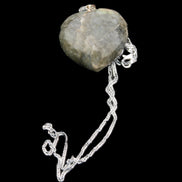 Labradorite heart pendant and necklace 32*30*10mm 22g in sunlight - Rocks and Things Store