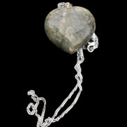 Labradorite heart pendant and necklace 32*30*10mm 22g in sunlight - Rocks and Things Store
