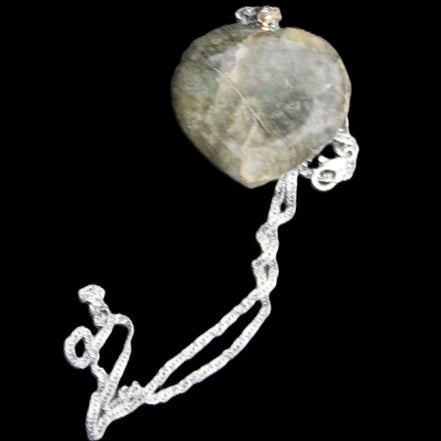 Labradorite heart pendant and necklace 32*30*10mm 22g in sunlight - Rocks and Things Store