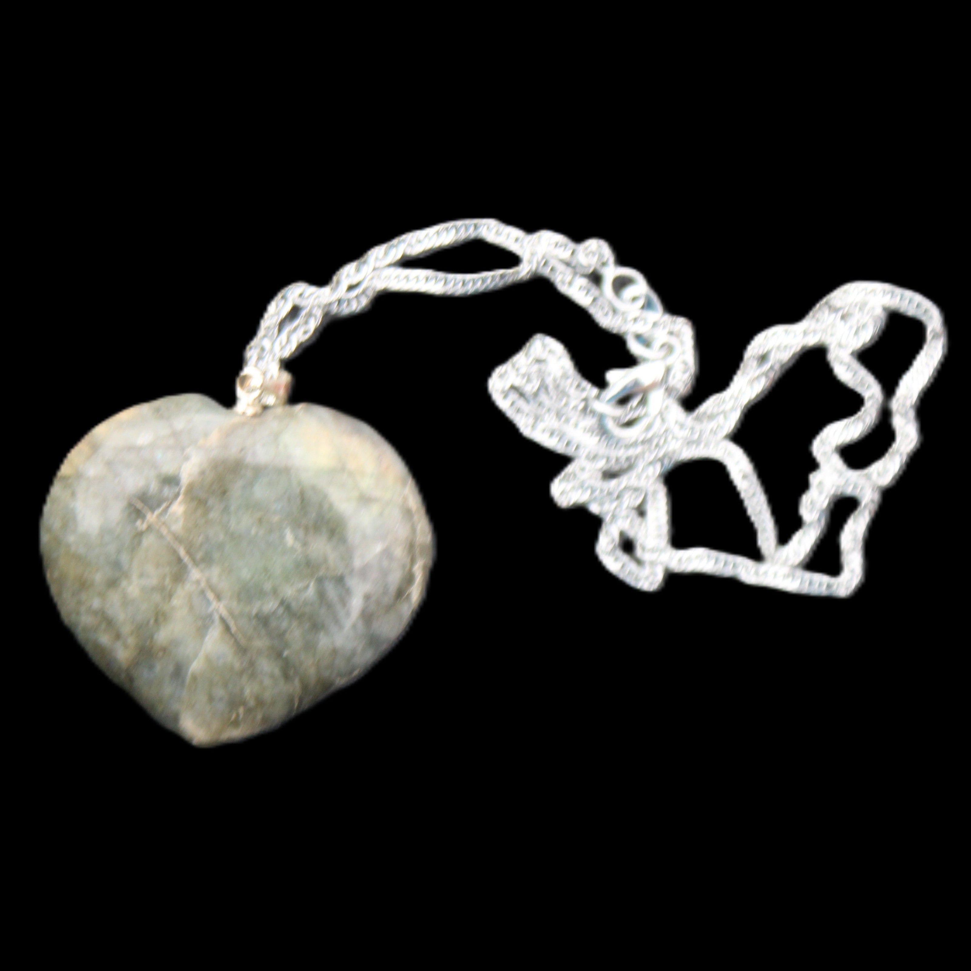 Labradorite heart pendant and necklace 32*30*10mm 22g in sunlight - Rocks and Things Store