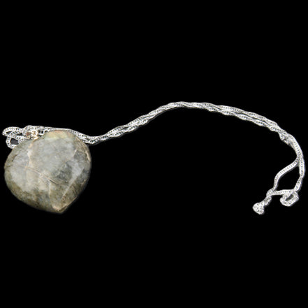 Labradorite heart pendant and necklace 32*30*10mm 22g in sunlight - Rocks and Things Store