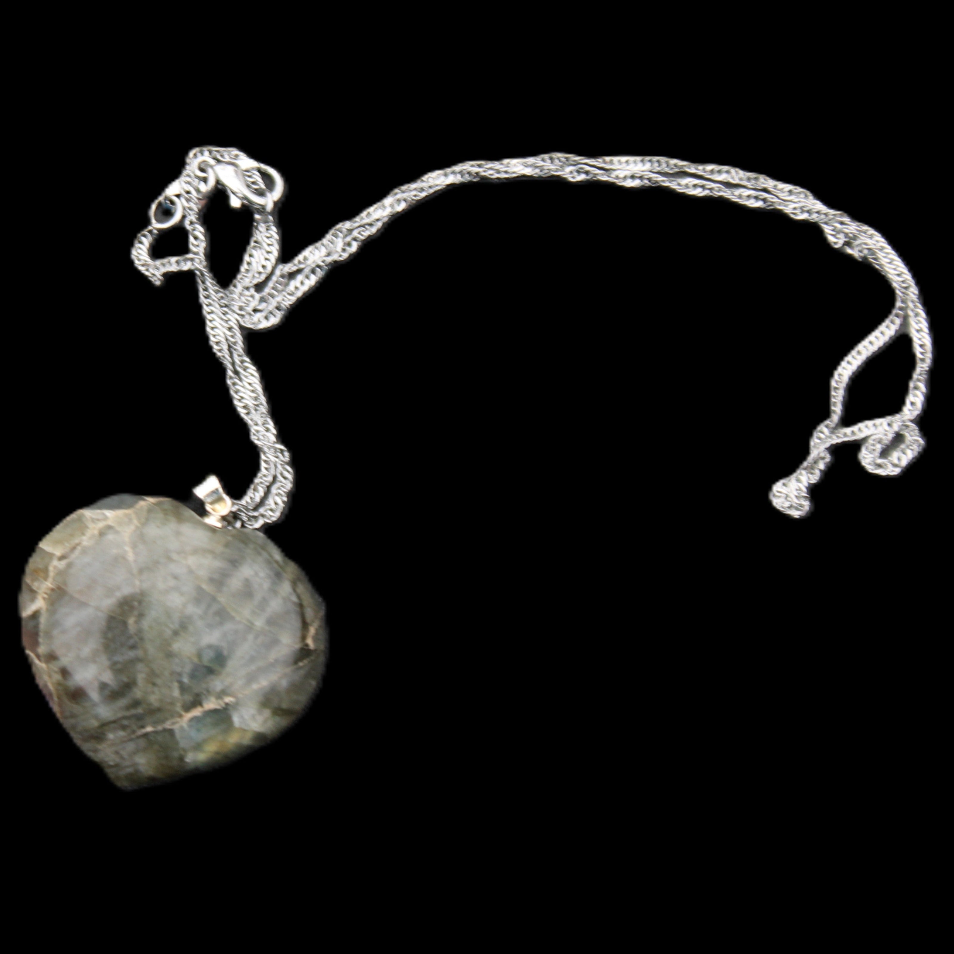 Labradorite heart pendant and necklace 32*30*10mm 22g in sunlight - Rocks and Things Store