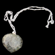 Labradorite heart pendant and necklace 32*30*10mm 22g in sunlight - Rocks and Things Store