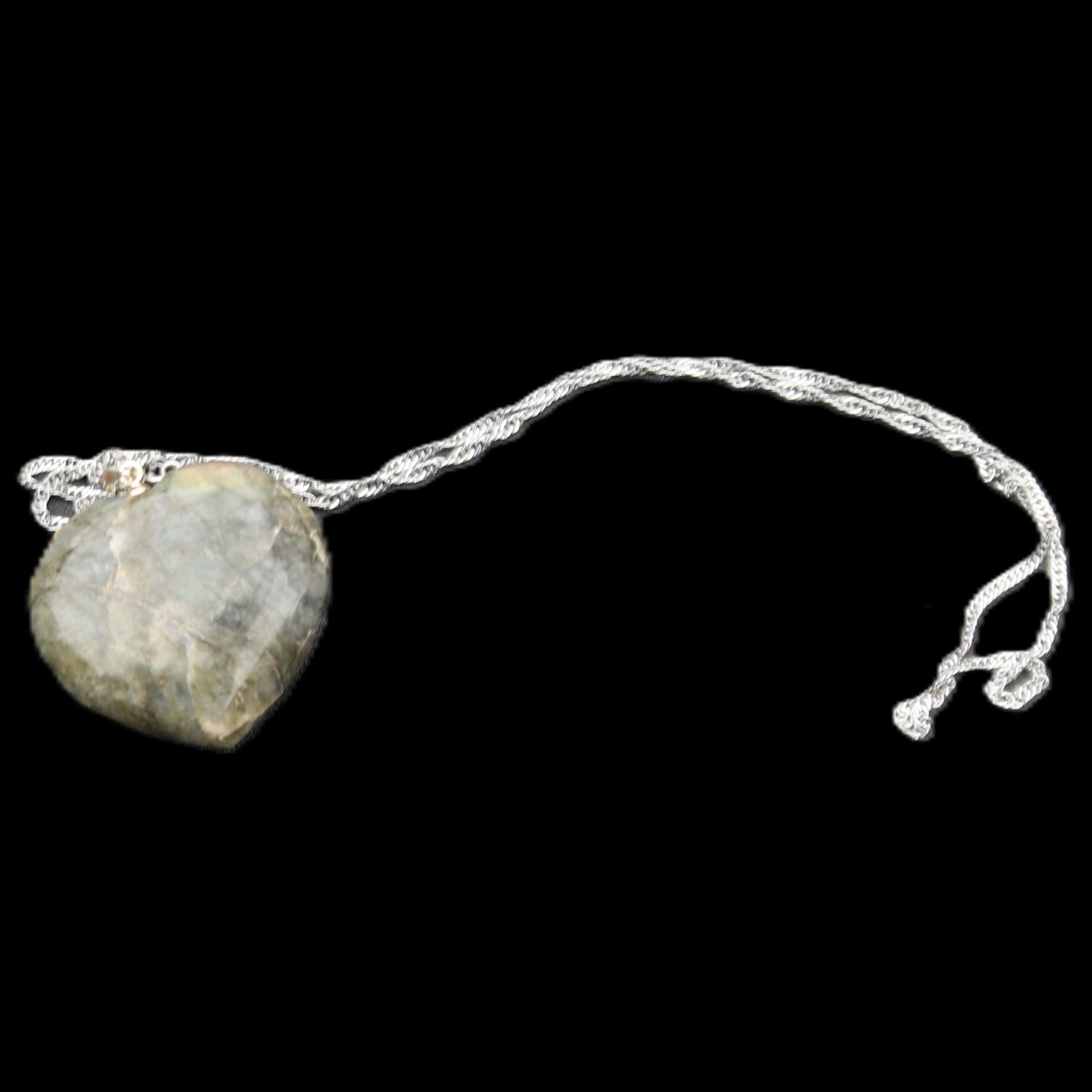 Labradorite heart pendant and necklace 32*30*10mm 22g in sunlight - Rocks and Things Store