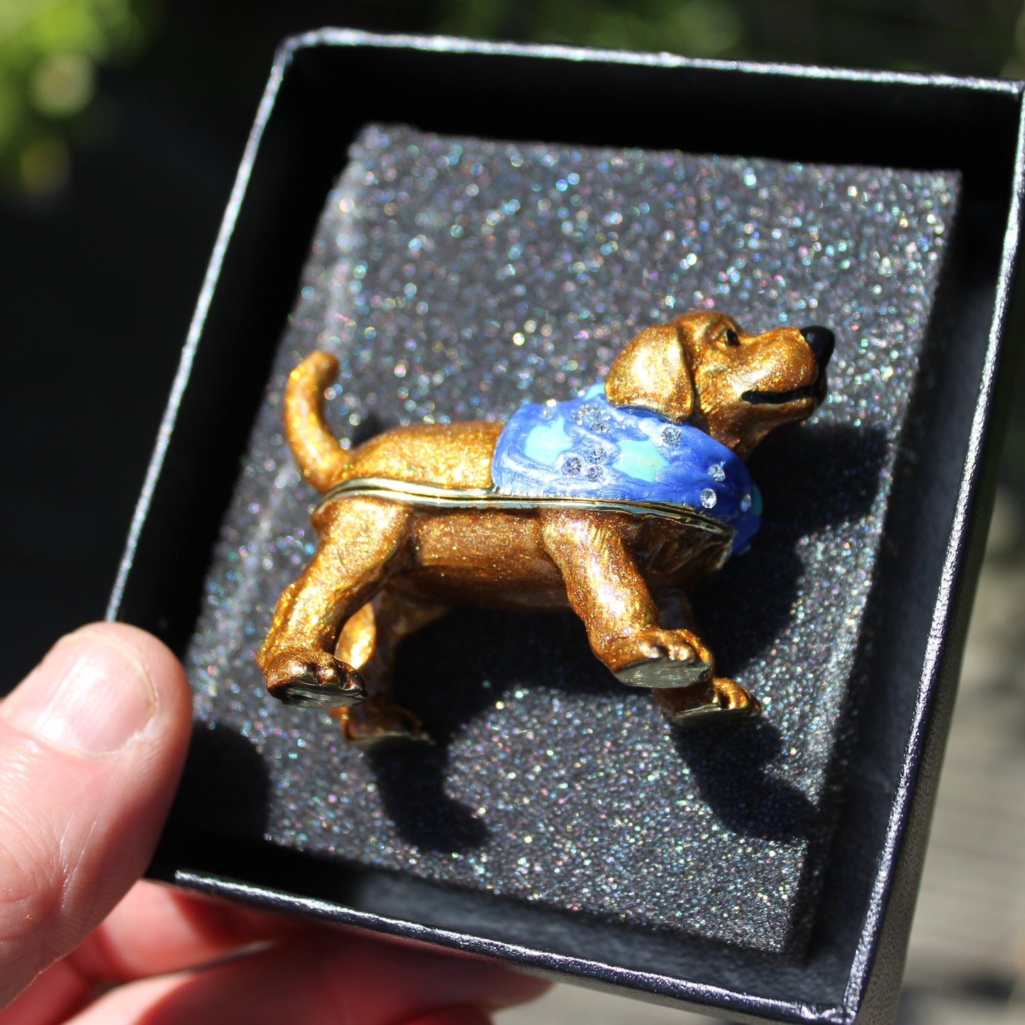 Dog trinket box by Keren Kopal Limited Edition hand crafted jewellery box Rocks and Things