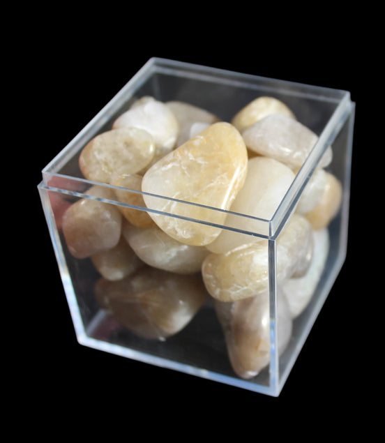 Britannia Creek tumbled Quartz, Citrine & Smoky Quartz, 25 crystals 56mm cube 253g - Rocks and Things Store