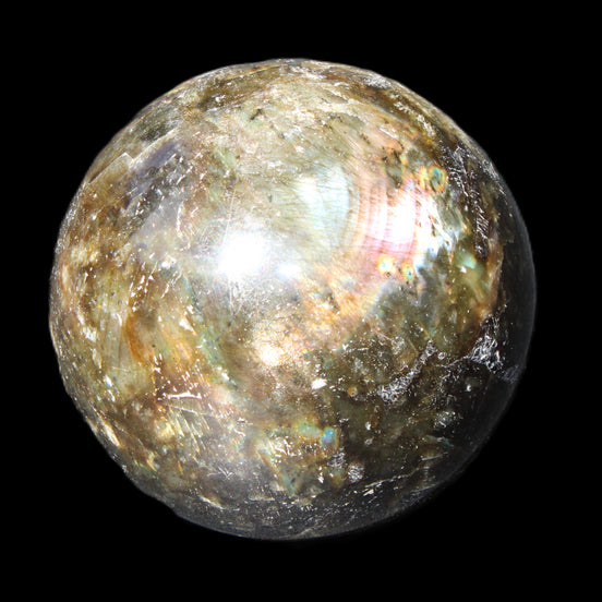 Labradorite sphere 61mm 424g in sunlight - Rocks and Things Store