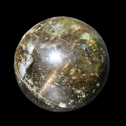 Labradorite sphere 61mm 424g in sunlight - Rocks and Things Store