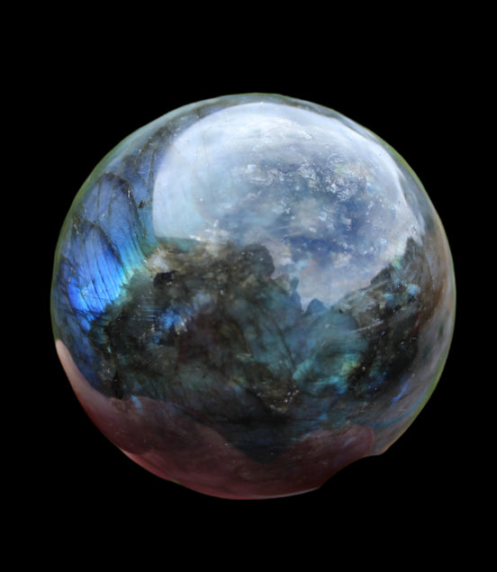 Labradorite sphere 450g in sunlight - Rocks and Things Store