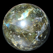 Labradorite sphere 61mm 424g in sunlight - Rocks and Things Store