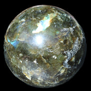 Labradorite sphere 61mm 424g in sunlight - Rocks and Things Store