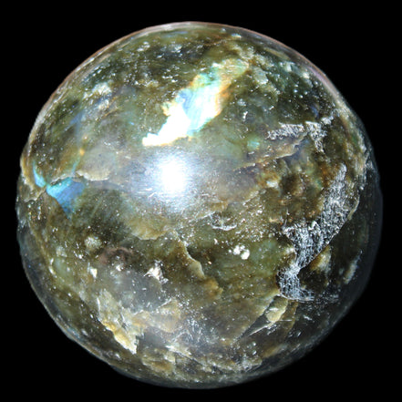 Labradorite sphere 61mm 424g in sunlight - Rocks and Things Store