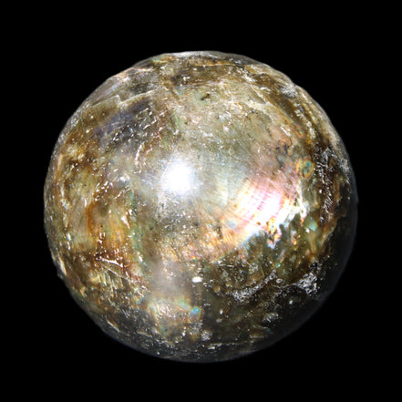 Labradorite sphere 61mm 424g in sunlight - Rocks and Things Store