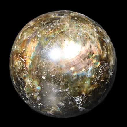 Labradorite sphere 61mm 424g in sunlight - Rocks and Things Store