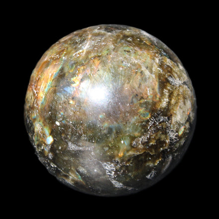 Labradorite sphere 61mm 424g in sunlight - Rocks and Things Store
