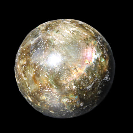 Labradorite sphere 61mm 424g in sunlight - Rocks and Things Store