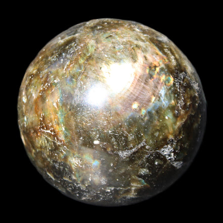 Labradorite sphere 61mm 424g in sunlight - Rocks and Things Store
