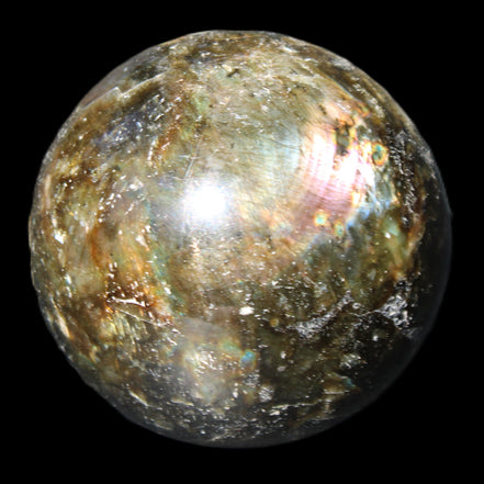 Labradorite sphere 61mm 424g in sunlight - Rocks and Things Store