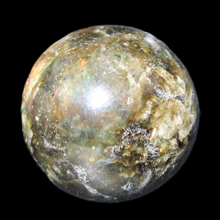 Labradorite sphere 61mm 424g in sunlight - Rocks and Things Store