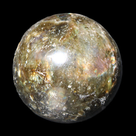 Labradorite sphere 61mm 424g in sunlight - Rocks and Things Store