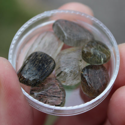 Green Hair Rutilated Quartz 7 tiny crystals 8g Rocks and Things