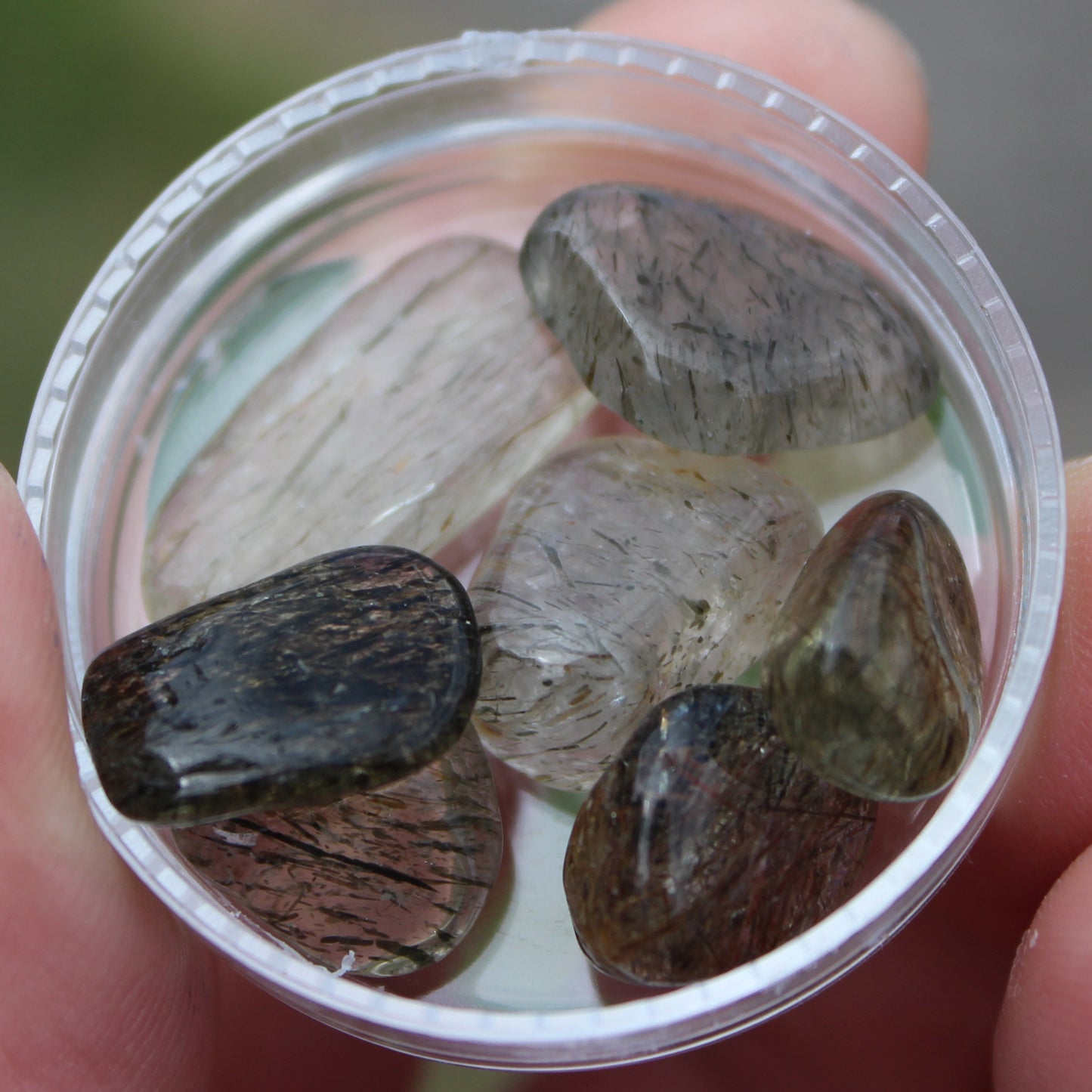 Green Hair Rutilated Quartz 7 tiny crystals 8g Rocks and Things