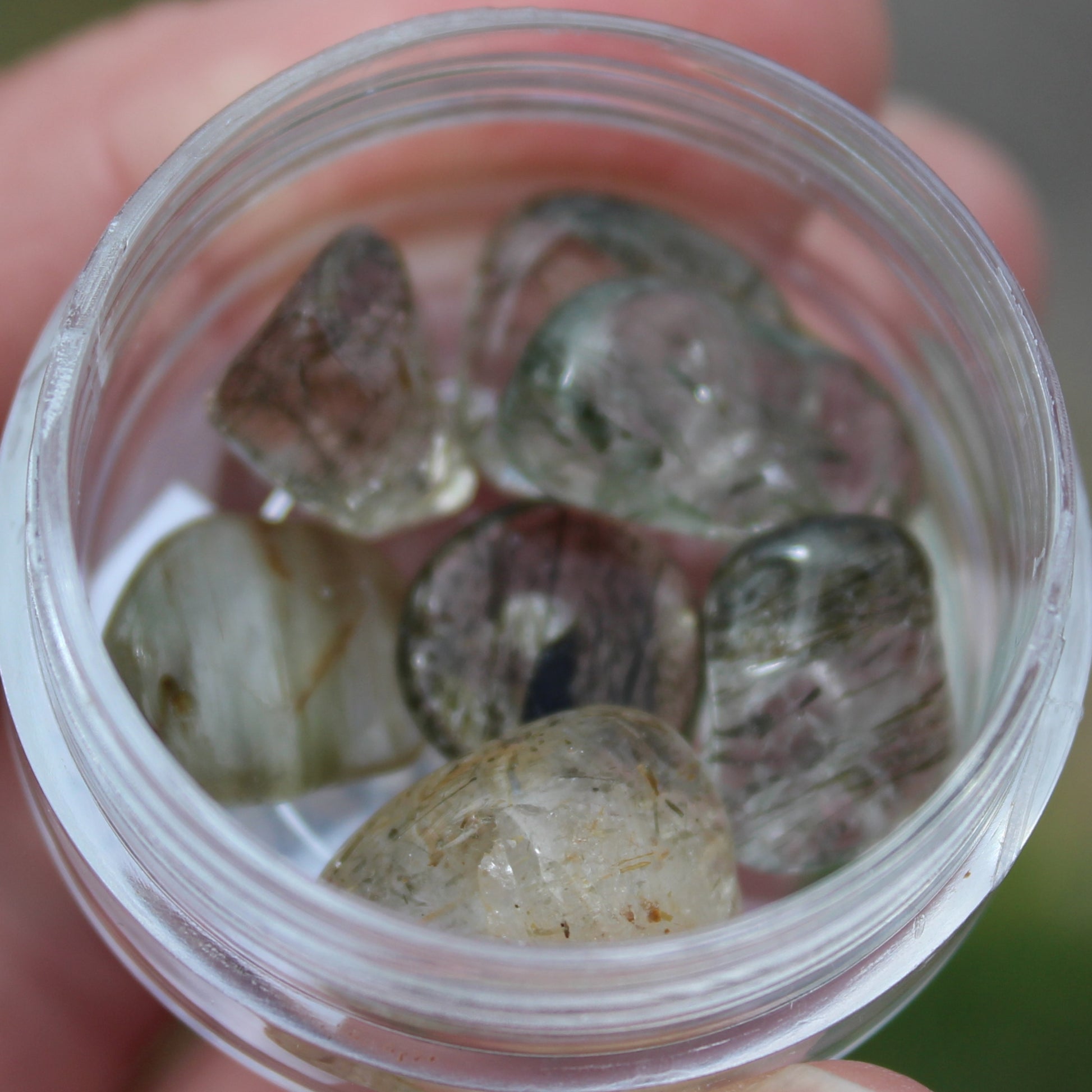 Green Hair Rutilated Quartz 7 tiny crystals 8g Rocks and Things