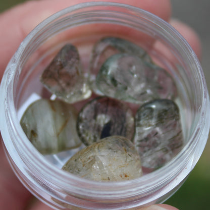 Green Hair Rutilated Quartz 7 tiny crystals 8g Rocks and Things