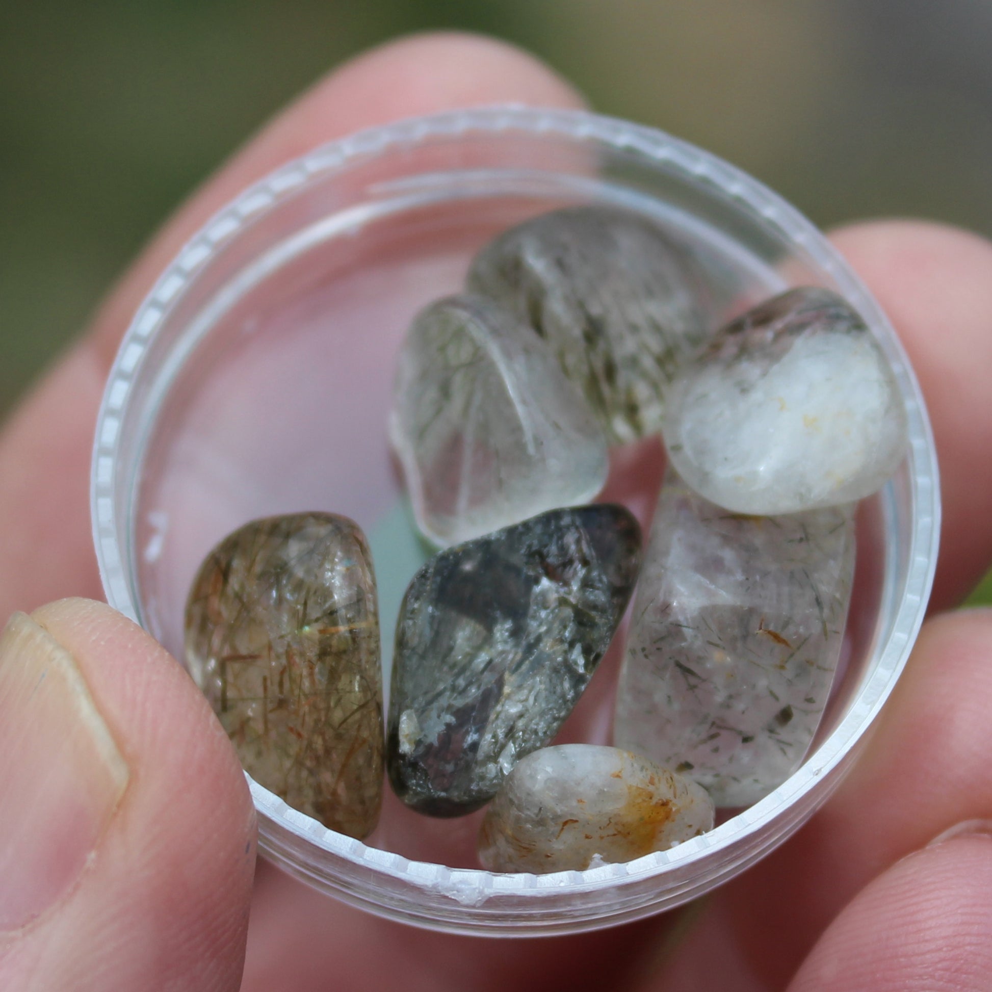 Green Hair Rutilated Quartz 7 tiny crystals 8g Rocks and Things