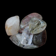 Green Hair Rutilated Quartz 7 tiny crystals 8g in sunlight - Rocks and Things Store