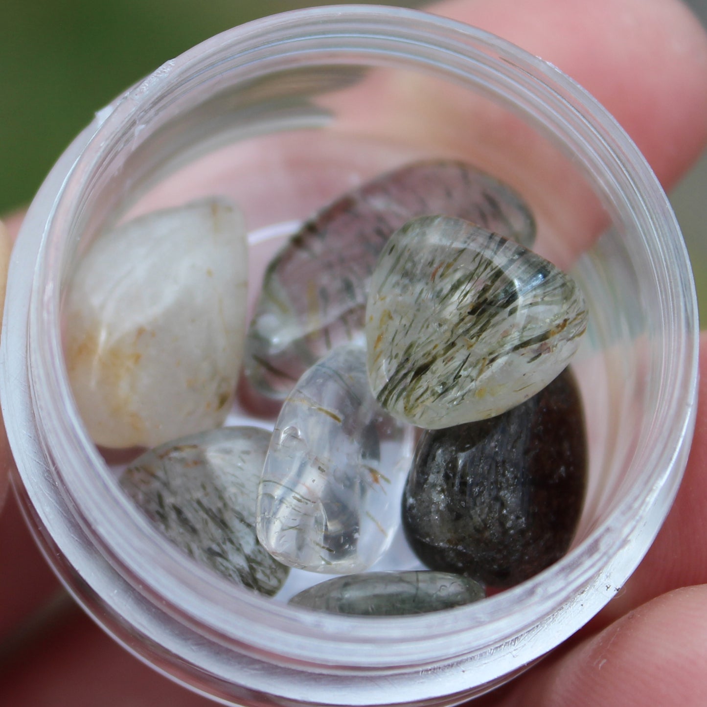 Green Hair Rutilated Quartz 7 tiny crystals 8g Rocks and Things