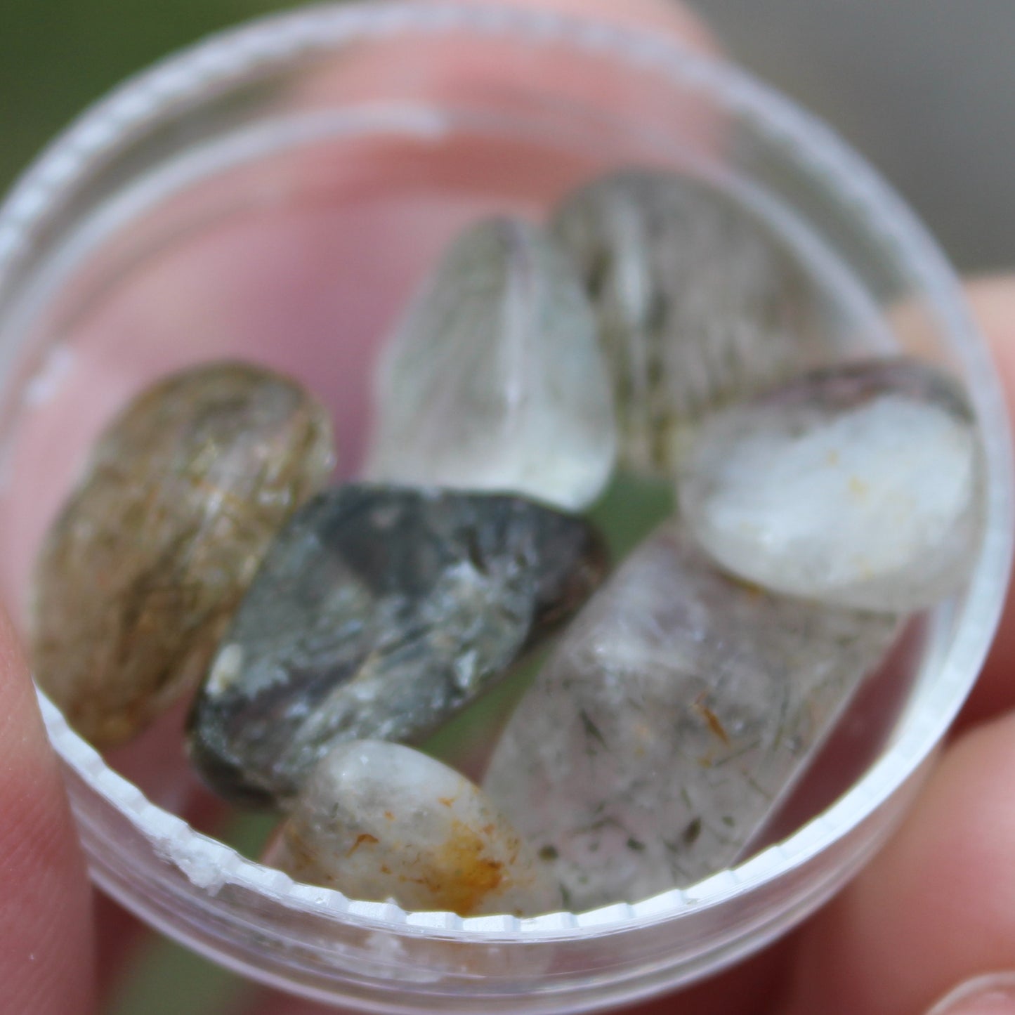 Green Hair Rutilated Quartz 7 tiny crystals 8g Rocks and Things