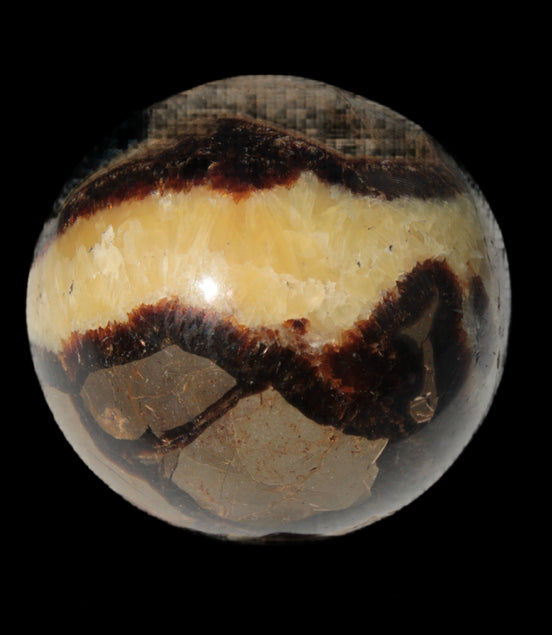 Septarian Dragon Stone sphere 64mm 357g  in sunlight - Rocks and Things Store