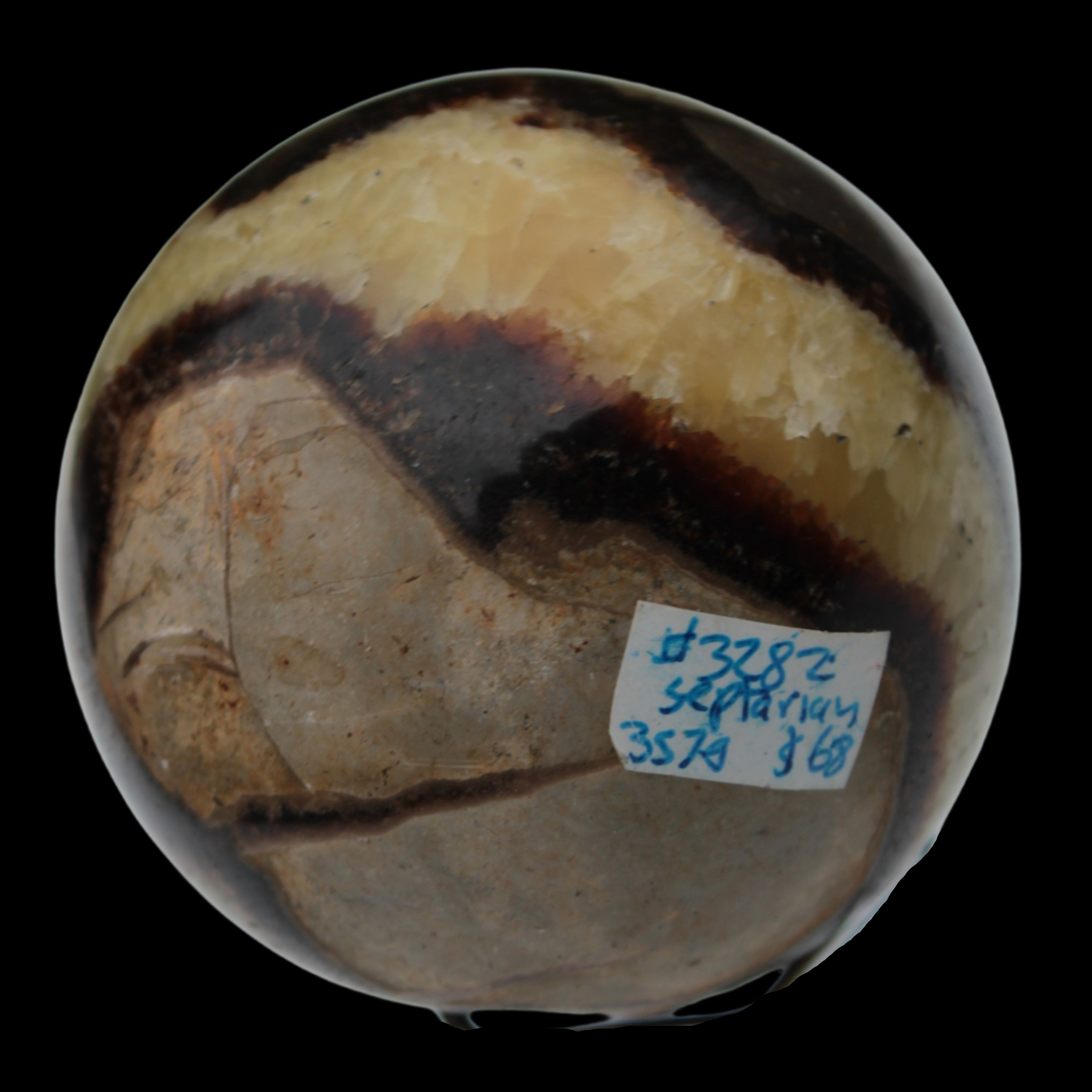 Septarian Dragon Stone sphere 64mm 357g  in sunlight - Rocks and Things Store