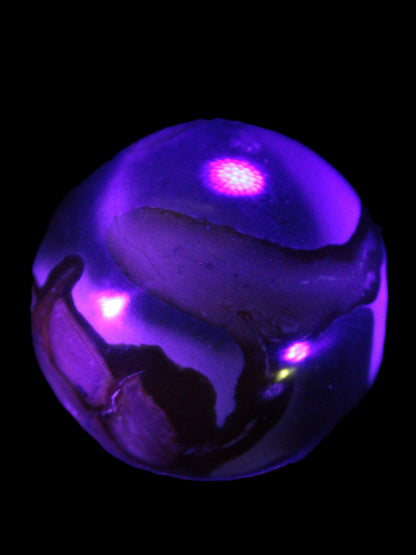 Marine Jasper sphere 45mm 126g Rocks and Things Store in UV light