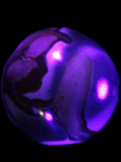 Marine Jasper sphere 45mm 126g Rocks and Things Store in UV light