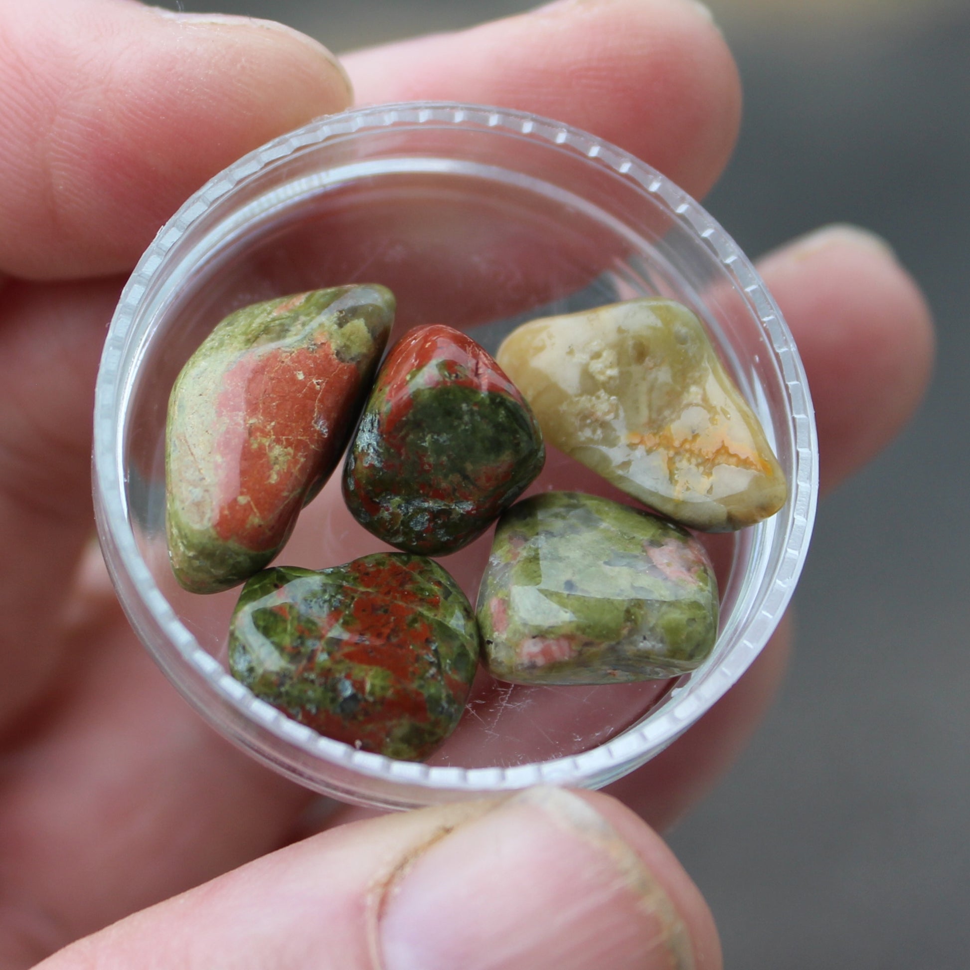 Unakite tiny tumbled 4-8 stones 9g Rocks and Things