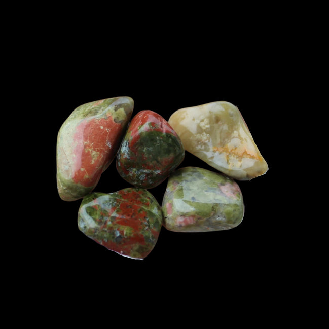 Unakite tiny tumbled 4-8 stones 9g in sunshine - Rocks and Things Store