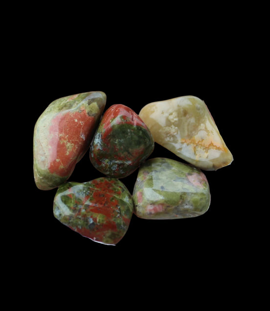 Unakite tiny tumbled 4-8 stones 9g in sunshine - Rocks and Things Store