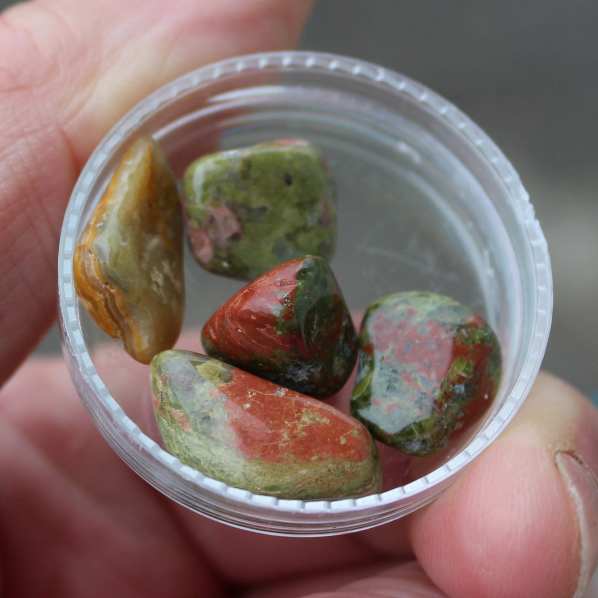 Unakite tiny tumbled 4-8 stones 9g Rocks and Things