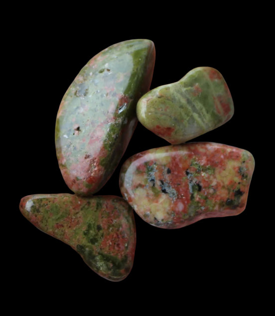 Unakite tiny tumbled 4-8 stones 9g in sunshine - Rocks and Things Store