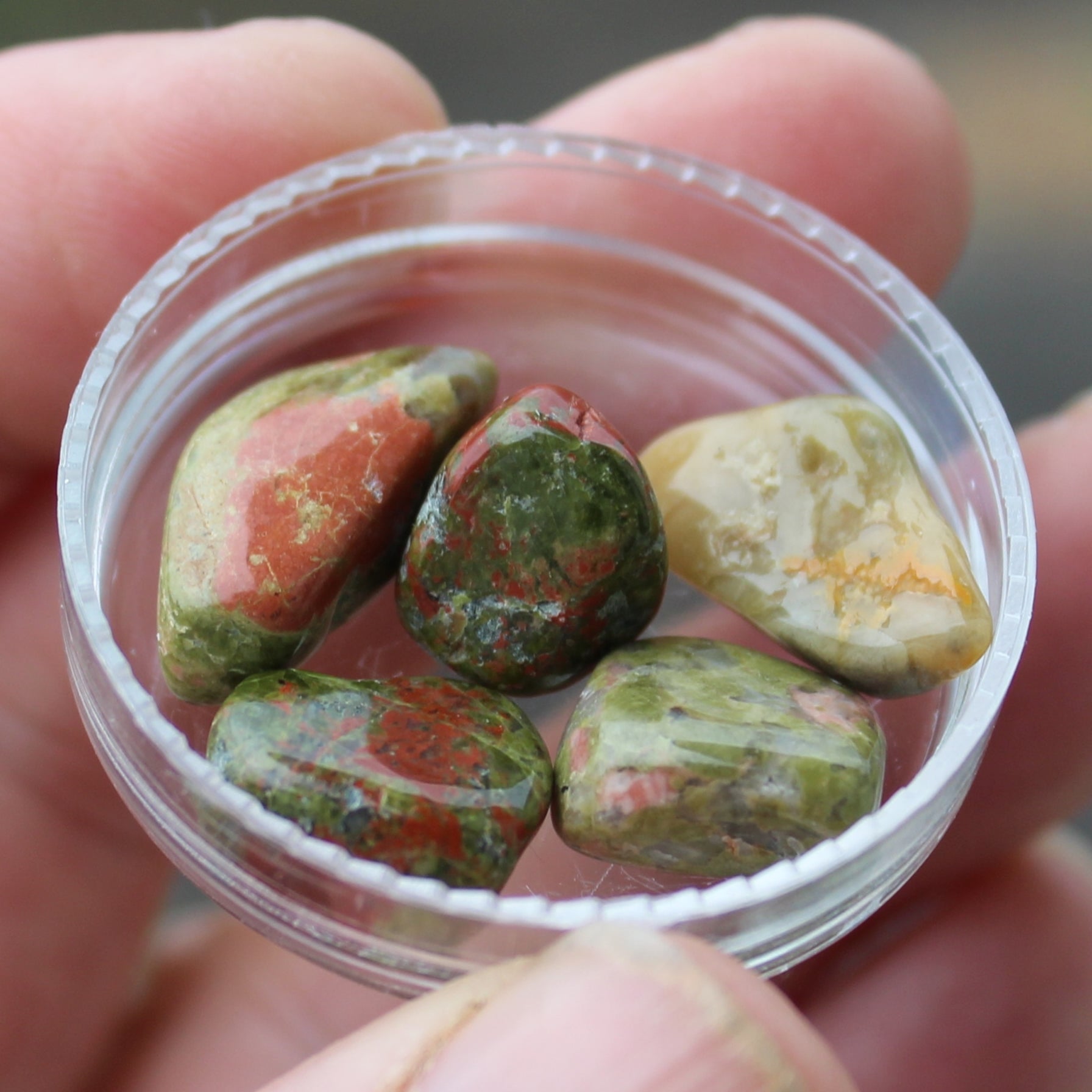 Unakite tiny tumbled 4-8 stones 9g Rocks and Things