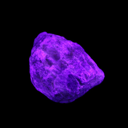 Blue Sapphire (unheated) 69g in UV light - Rocks and Things Store