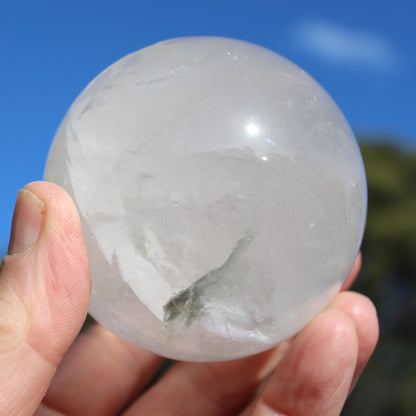 Clear Quartz crystal ball sphere with rainbows 509g