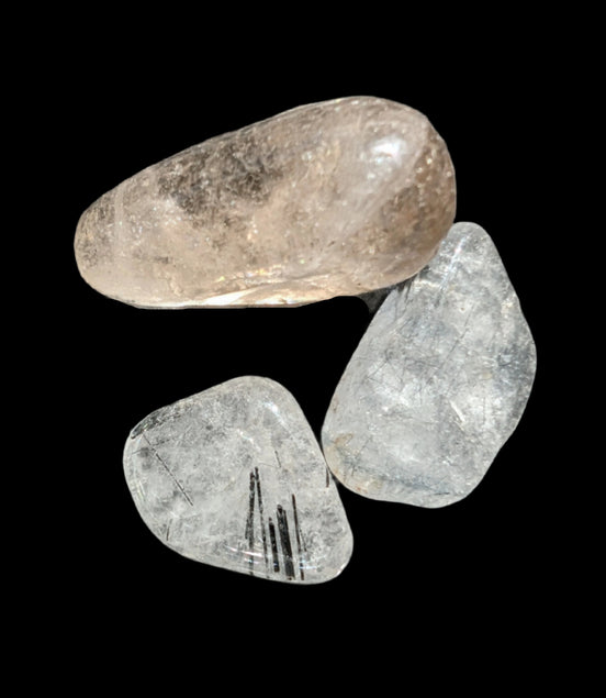 Black hair Rutilated Quartz 3 crystals 8-10g in sunshine - Rocks and Things Store
