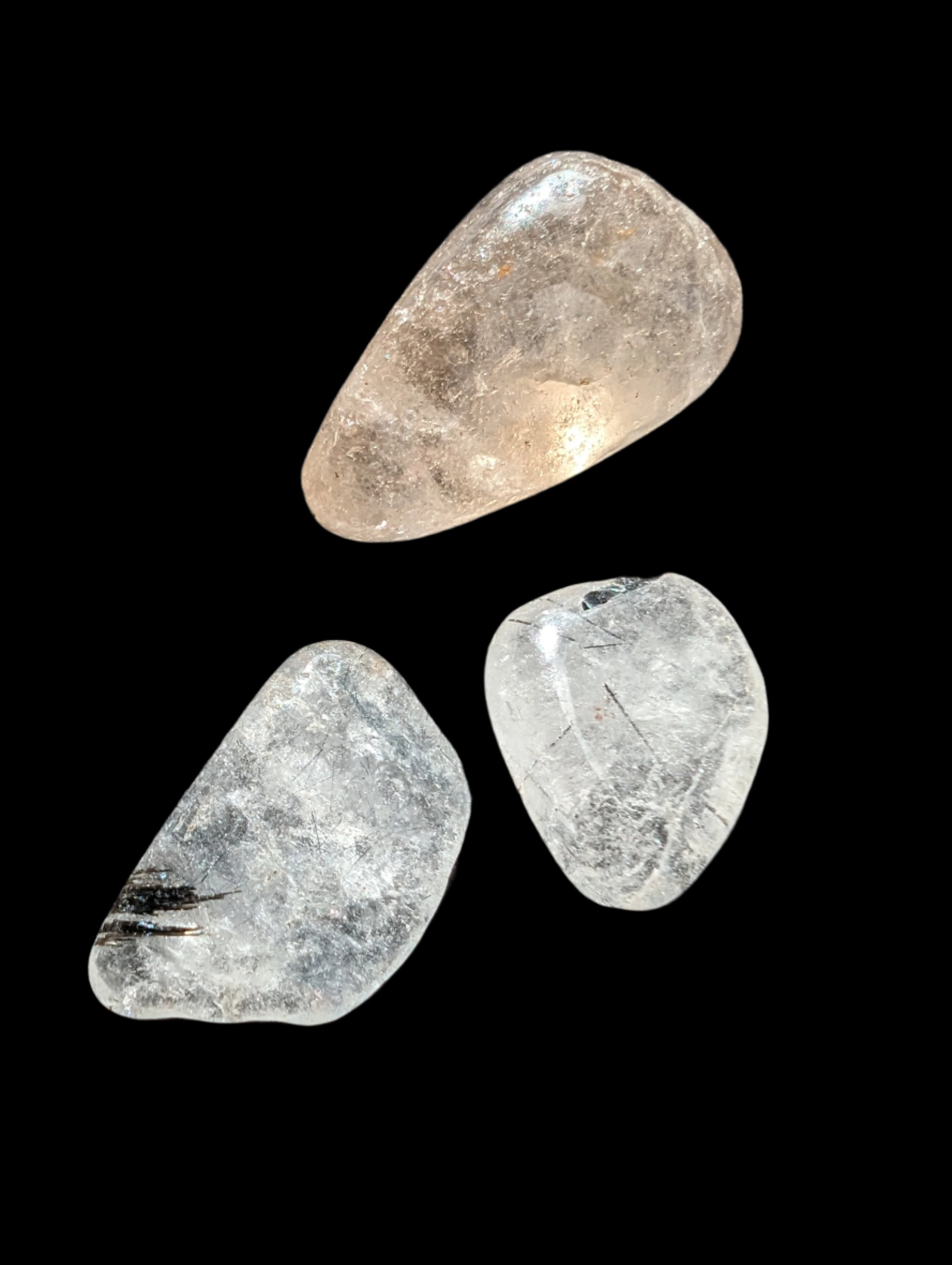 Black hair Rutilated Quartz 3 crystals 8-10g in sunshine - Rocks and Things Store