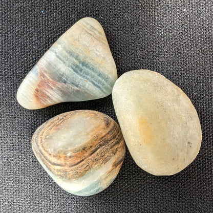 Pelllucid Caribbean Calcite Aragonite polished stones 14-18g