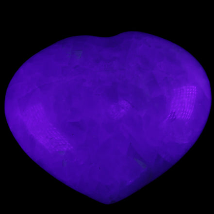 Celestite heart 160g in UV light - Rocks and Things Store